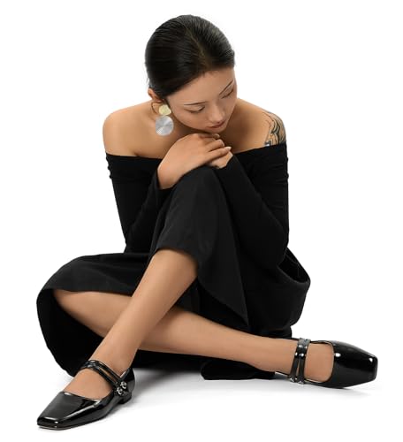 Castamere Mary Jane Shoes for Women Close Square Toe Flats Double Straps Low Heels Casual Dress Pumps4