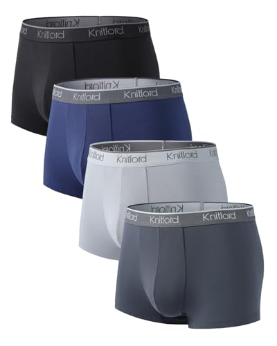 KNITLORD Herren Boxershorts Micro Modal Männer Unterwäsche Weich Atmungsaktiv Mikrofaser Men Unterhosen Mehrfarbig 4er Pack, L