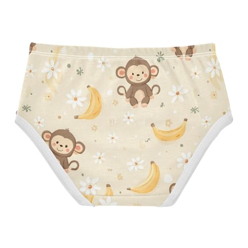 Wusikd Cute Monkey Light Girls' Underwear Cotton Yellow Banana Girls Briefs Soft Toddler Underwear 2T2