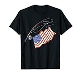 bandiera americana palo da pesca pescatore patriottico giorno maglietta