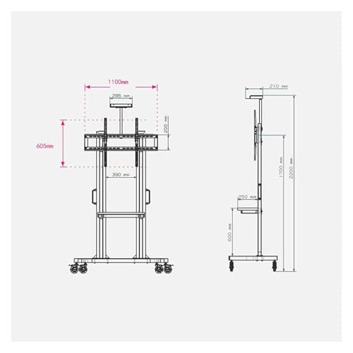 Soporte móvil para TV con ruedas y estante ajustable miniatura 5