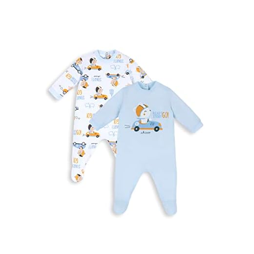 Chicco Set Tutine In Cotone Con Piedino Unisex - Bimbi 0-24, Azzurro, 6 mesi