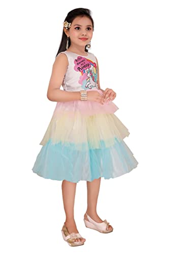 Image of My Lil Princess Girls' Dresses Rainbowz Unicorn Dresses 26 5-6 Years Yellow