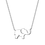 FANCIME Lucky Elephant Necklace 925 Sterling Silver White Gold Plated Dainty Love Family Pendant Necklace Birthday Gifts For Women Friend, 16' + 2' Extender