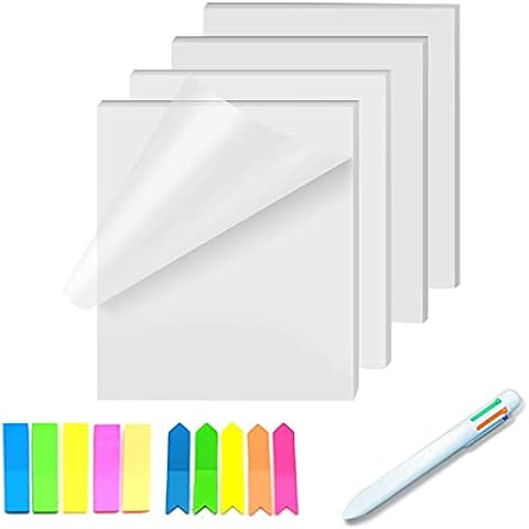 200Pcs Transparent Sticky Notes, Clear Sticky Note Pads 70*95mm Waterproof Translucent Sticky Note Tab, Sticky Note Pad Perfect for Studying, Reading, Learning, Apply to Office, School and Home Cover