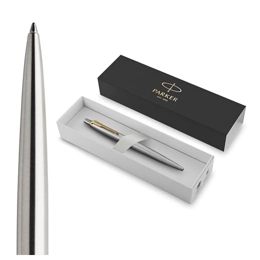Parker Penna a Sfera Jotter con Dettagli in Oro, Confezione Regalo, Stainless Steel Golden Trim