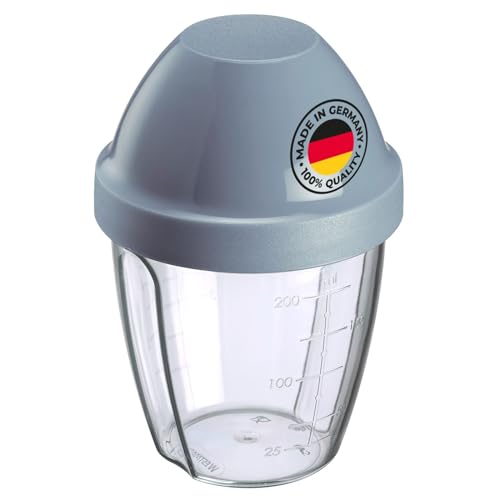 Westmark Schüttelbecher Dressingshaker mit herausnehmbarer Mixscheibe Fassungsvermögen: 0 25 l Höhe: 12 8 cm Kunststoff BPA-freier Mixbecher (Klar/Blau)