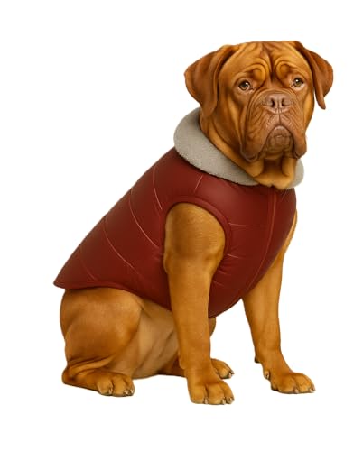 Image of The Pets Company Dog Winter Coat Jacket, Clothes, Windproof, Waterproof, Light Weight, Washable, Ultra Warm Thick Fleece Lined Dog Vest for Cold Weather Protection, (Maroon, XX-Large - 30 Inch)
