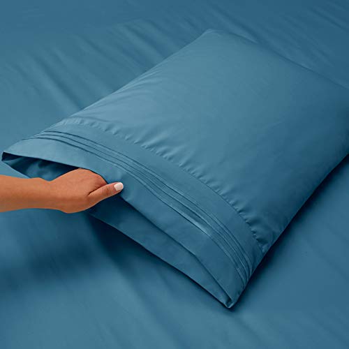 Image of Nestl Split King Bed Sheet Set - Blue Heaven - 5-Piece Deep Pocket | Instantly Soft, Night-One Ready (No Wash Required). Fits 16-Inch Deep Pockets, 360-Degree Elastic Grip
