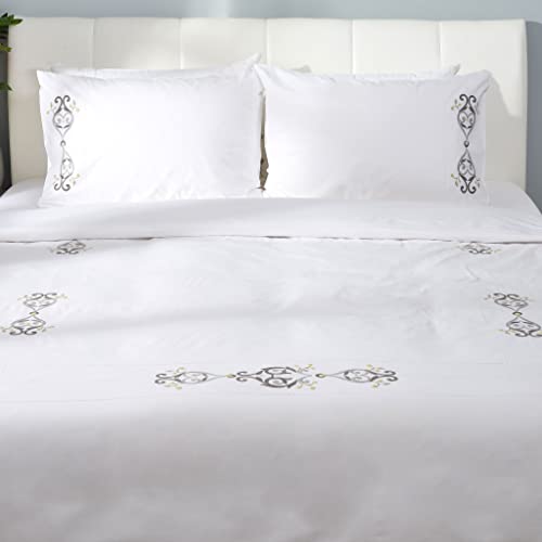Deco Mex ART7157 Eliza - Juego de Cama (4 Piezas, 200 x 220 cm), Color Blanco y Gris Cover