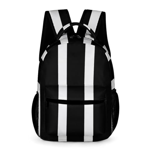Stripes Black White Backpack for Travel, Ultra Durable Small Bookbag Lightweight Daypack for Women Men