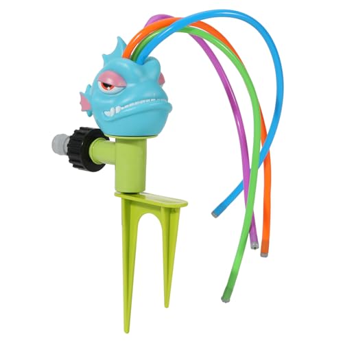 MoKo Aspersor de Agua para Niños, Lindo Juguete Acuático para Exteriores en Forma de Piraña con 4 Mangueras Flexibles, Juguete Aspersor de Verano para Patio, el Césped, Jardín y Piscina, Azul
