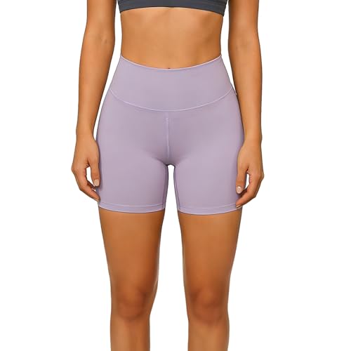 Hi Clasmix Light Purple Biker Shorts for Women-5 inch...