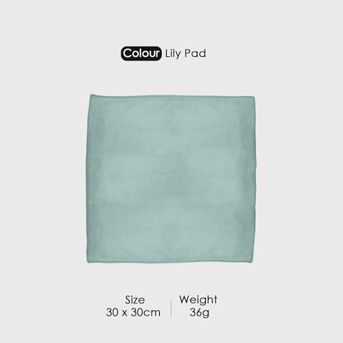 Image of HOUSSE Microfiber Face Towels | Ultra Absorbent, Odour-Free, Quick Dry 450 GSM Face Towel for Home, Gym, Travel, Running & Personal Use | 30x30 cm | Set of 6 in One Colour (Lily Pad, Pack of 6)