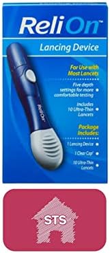 ReliOn Lancing Device | Includes 10 Ultra-Thin Lancets + STS Home Sticker.