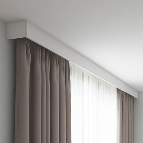 Extra Long White Double Track Curtain Rod with Pelmet Box, 3-in-1 Detachable Valance & Ceiling Mount, Ideal for 17ft (518cm) Curtains, Home Decor Solution