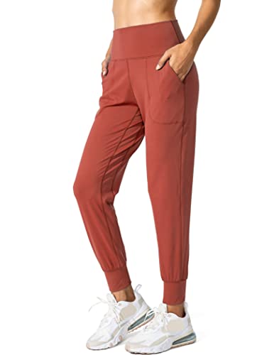 G Gradual Women's Joggers High Waisted Yoga Pants With Pockets Loose Leggings For Women Workout, Athletic, Lounge (Savannah Red, Medium) #TOP30