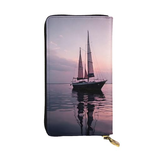 Portefeuille en cuir noir HYTTER pour femme avec motif voilier