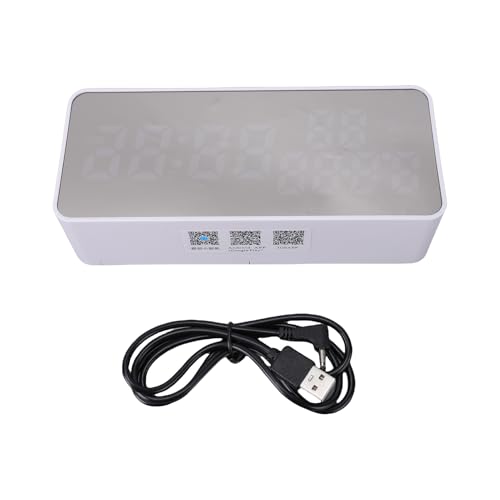 GLOGLOW Reloj Despertador con Espejo Digital con Control de Sonido, Carga, Pantalla de Temperatura y Humedad para Sala de Estar y Dormitorio