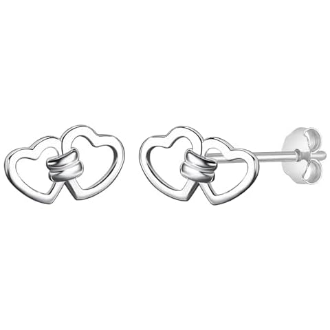KASFREE 925 Sterling Silver Earrings for Women Heart Earrings Studs Sterling Silver Heart Earrings for Women Heart Stud Earrings for Women (Style 3) Cover