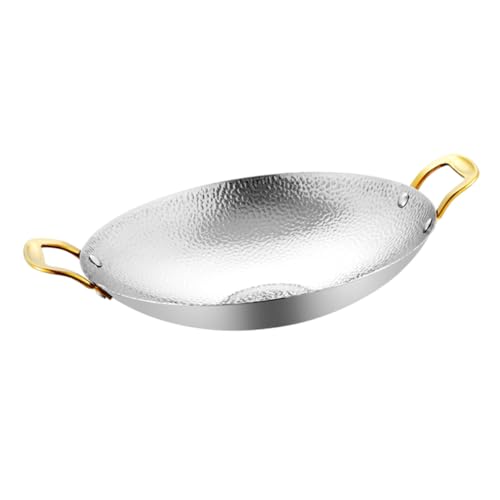 IMIKEYA Olla de Acero Inoxidable con Doble Asa Sartén para Ramen y Hotpot para Cocina Doméstica y Restaurantes Diseño Seguro y Fácil Limpieza