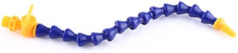 Flexible Coolant Pipe,12Pcs Universal Spray Plastic Water Oil 1/4" PT Thread Hose Flat/Round Nozzle for Lathe CNC with Valve Blue Yellow