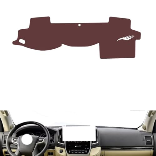 Leather Dash Board Cover mat Compatible with Toyota Land Cruiser （no Speakers） 2007-2019 ，Anti-Glare and dust Protector(Brown)