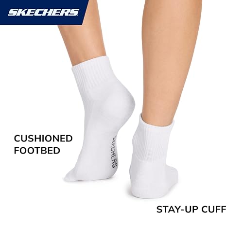 Image of Skechers Women's 10-pack Half Terry Classic Quarter Crew Socks, Comfort-fit & Cushioned Footbed