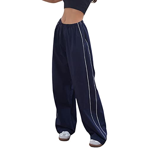 Women's Joggers Pants Pockets Running High Waisted Sweatpants For Women Wide Leg Lounge Cargo Workout Jogging (Navy Blue, S) #TOP7