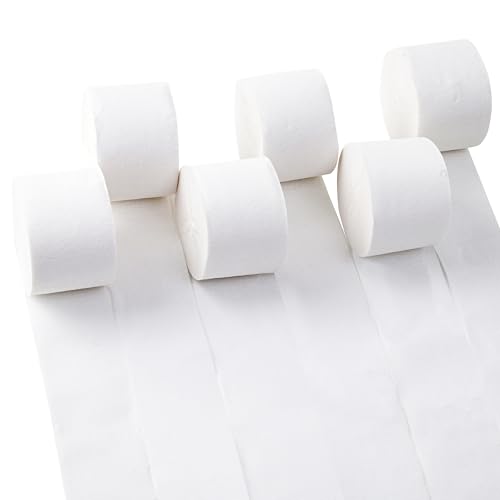 Suaxova 6 Rolls 492ft Colorful Crepe Paper Streamers Pack of Paper Party Streamers for White Party Decorations Birthday Decorations Wedding Decorations (1.8 Inch x 82 Ft/Roll)