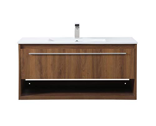 40 Inch Single Bathroom Floating Vanity in Walnut Brown, 714550