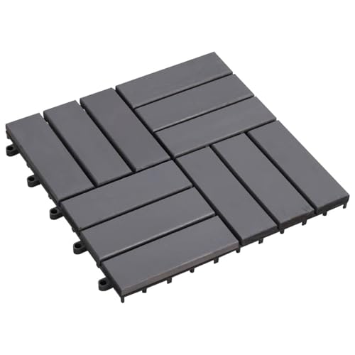 Lot de 10 Dalles de Terrasse, Revêtement de Sol Caillebotis Carrelage de Sol Extérieur 10 pcs Délavage gris 30x30 cm Acacia solide