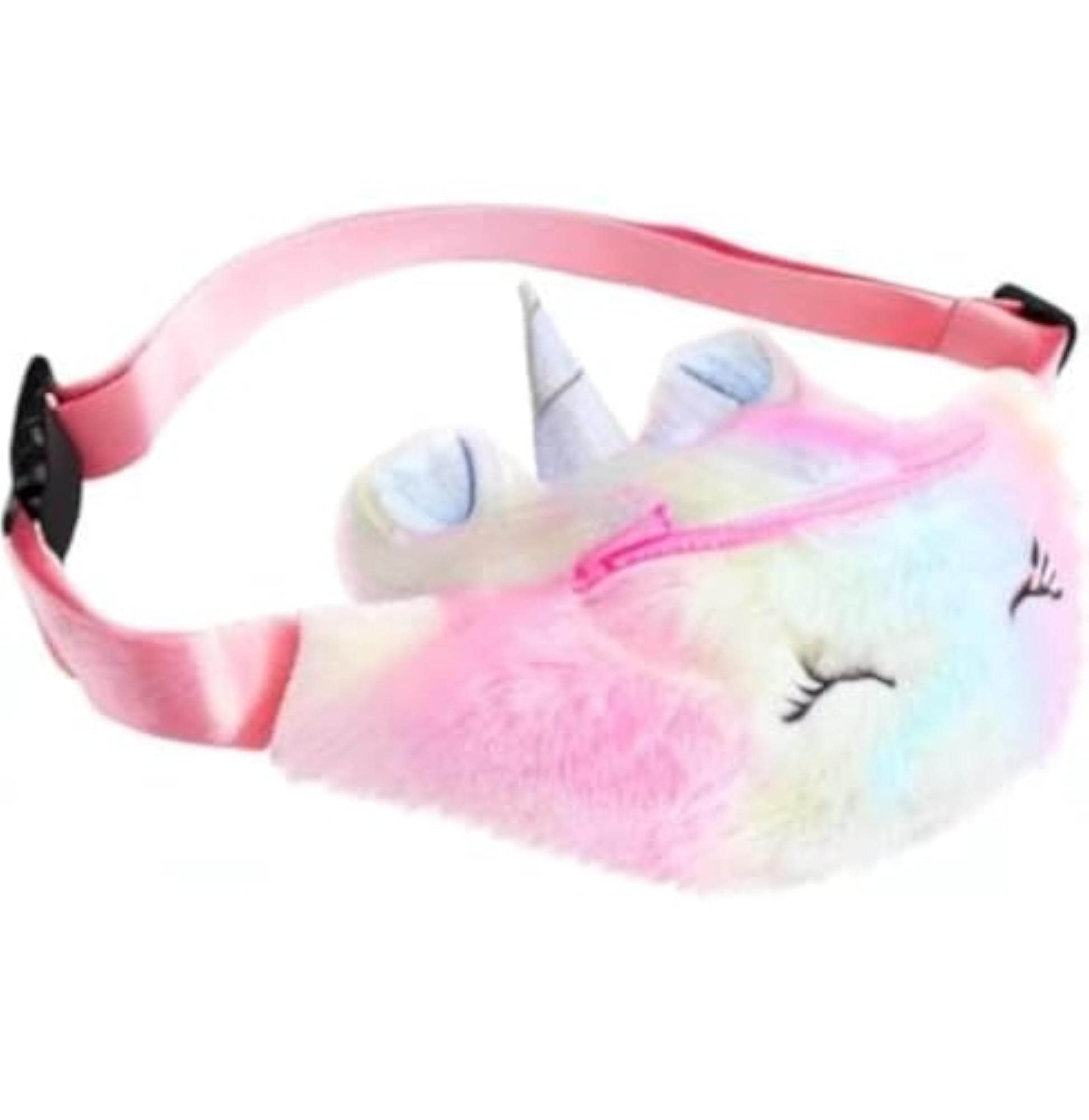 Plush Unicorn Fanny Pack, Cute Zipper Closure Bag