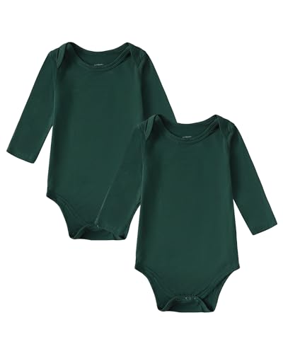 Image of DEFAHN 2PCS Bamboo Baby Rompers Unisex Onsies Solid Short Sleeve Baby Bodysuit 0-24 Months