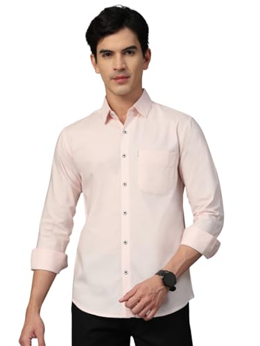 Image of Majestic Man Solid Cotton Casual Shirt - Slim Fit, Full Sleeves, Premium Button Closure