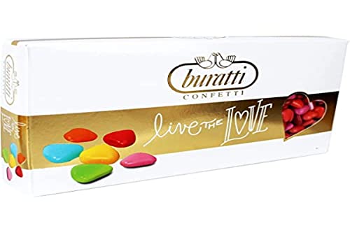 Buratti Confetti Dragées au Chocolat En Forme de Mini Cœur à l'Ombre Rouge 1 kg