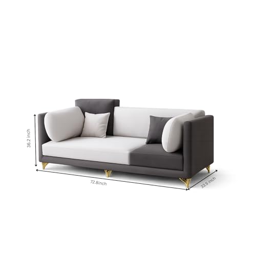 Image of RECTART Luxe 3 Seater Sofa Set for Living Room | Sectional 4 Pillows | Modern Wooden Home Furniture |