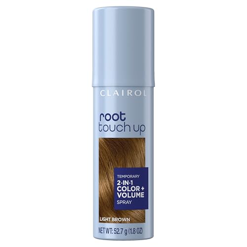 Clairol Root Touch-Up Color + Volume 2-in-1 Temporary Hair Coloring Spray Light Brown Hair Color Pack of 1 - Packaging May Vary