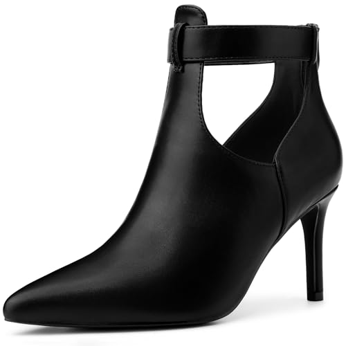 Allegra K Allegra K Back Zip Stiletto Heel Pointy Toe Black Booties for Women 10 M US