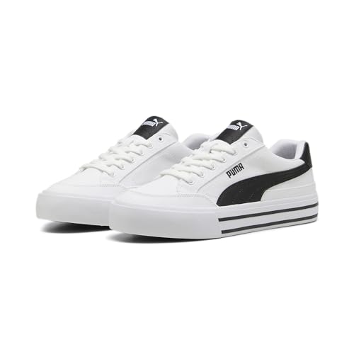 PUMA Mens Court Classic Vulc Sneaker, Mens White Mens Black, 14