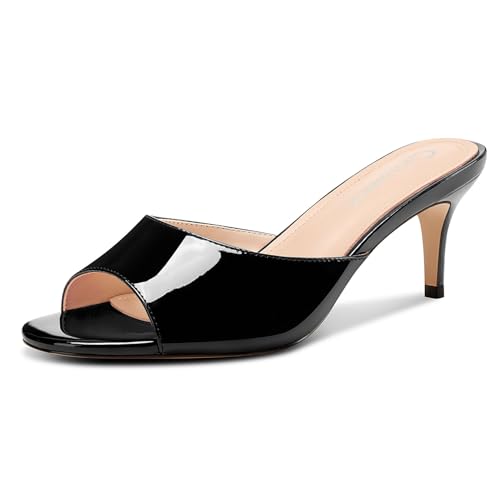 Castamere Women's Heeled Sandals Round Open Toe Kitten Heels Slip On Mules for Prom Party Wedding Vacation 2.6 Inches Heels - Main Image