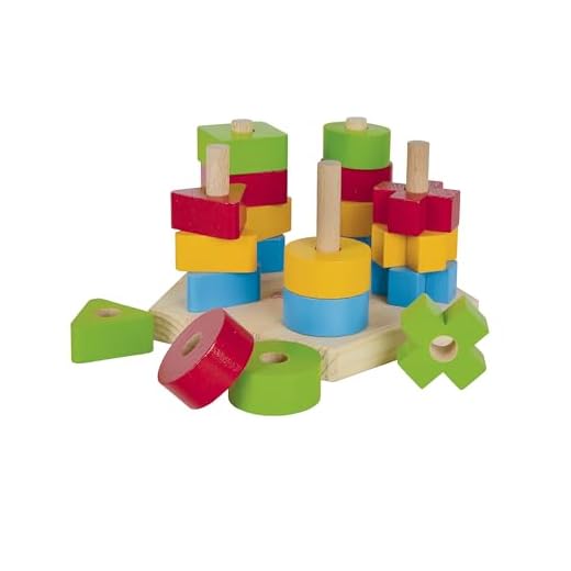 Eichhorn Steckplatte, 21-teilig, Buchenholz, 5 verschiedene Stecksymbole, 20 Steckteile, für Kinder ab 12 Monaten, Größe: 18 x 10 cm