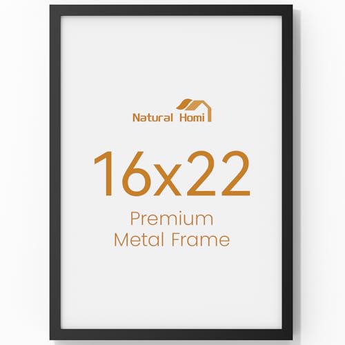 Image of 16x22 Aluminum Metal Picture Frame,Tempered Glass Black 16 x 22 Poster Frame for Puzzles Photos or Artwork for Wall Gallery Mount Horizontal or Vertical Decor Home,Office,Hotel
