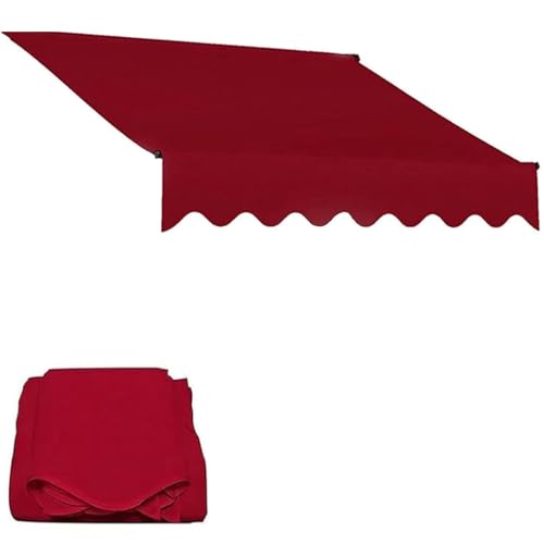Wysuwana tkanina zastępcza markizy - ręczny pokrowiec na zadaszenie do drzwi i balkonów, czerwony materiał zaciemniający na zewnątrz, 3 x 2 m, 4 x 2 m, 5 x 2 m, idealny na patio i tarasy (2 x 1,5 m