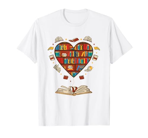 Heart Shape Librarian Themed Book Club Reading Book Lovers T-Shirt