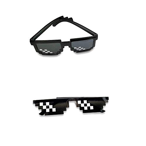 Image of DC DECORIO Thug Life Sunglasses Pixel Gangsta Life Funny Novelty Shades (Black) (COMBO OF 2)