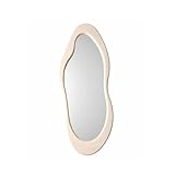 Baroni Home Specchio da Parete Bianco Design con Cornice Ondulata in Plastica, Specchio Decorativo Moderno per Soggiorno, Bagno, Camera e Ingresso, 50x120cm Grande Bianco