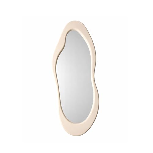 Baroni Home Specchio da Parete Bianco Design con Cornice Ondulata in Plastica, Specchio Decorativo Moderno per Soggiorno, Bagno, Camera e Ingresso, 50x120cm Grande Bianco