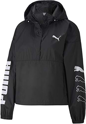 PUMA Women's 1/2 Zip Windbreaker Jacket, Black, L