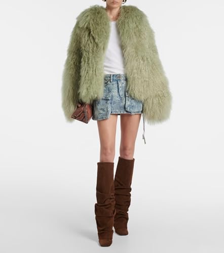 Elastic Leather Knee High Boots for Women,Women's Suede Slouchy Closed Square Toe Stiletto High Heel Tall Boots Comfortable Pull on Long Boots Sexy Fashion Mid Calf Fold Over Knee Boots Western Cowboy Boots Shoes2